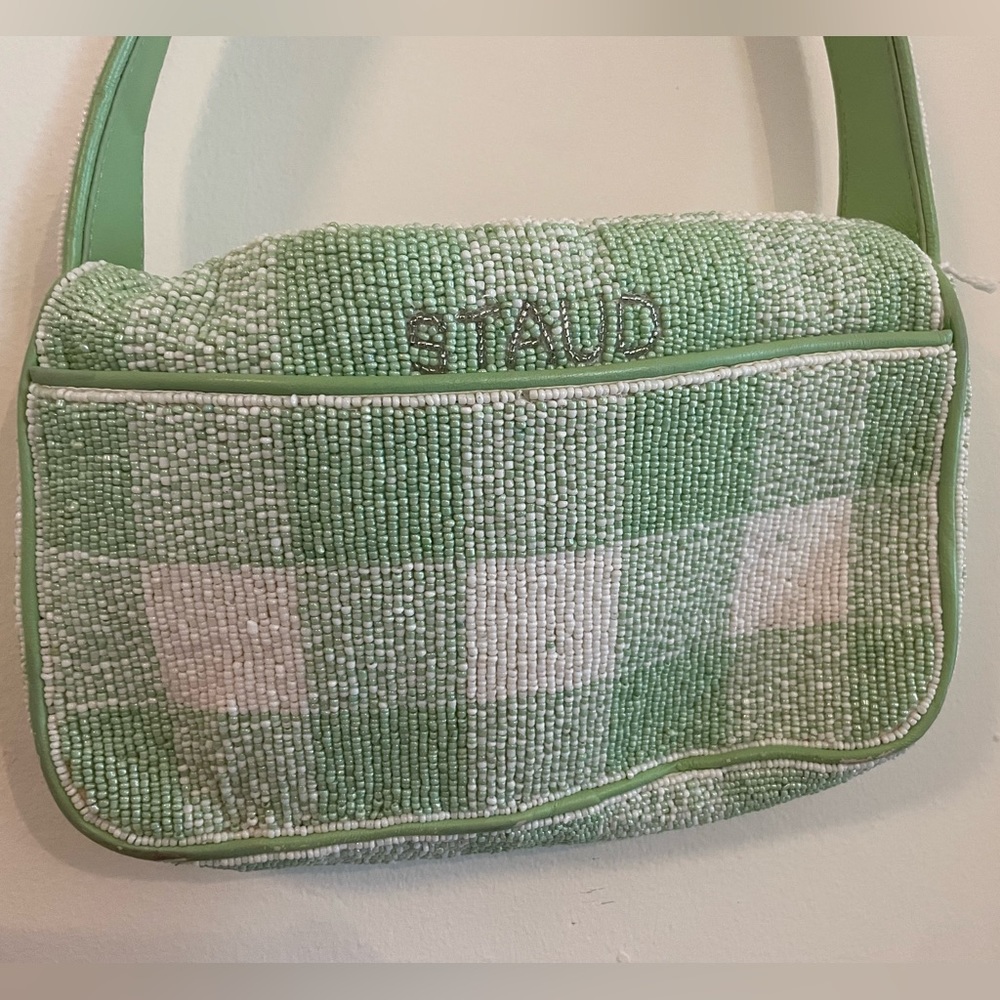 Staud Tommy Beaded Check Print Shoulder Bag - Picture 5 of 7
